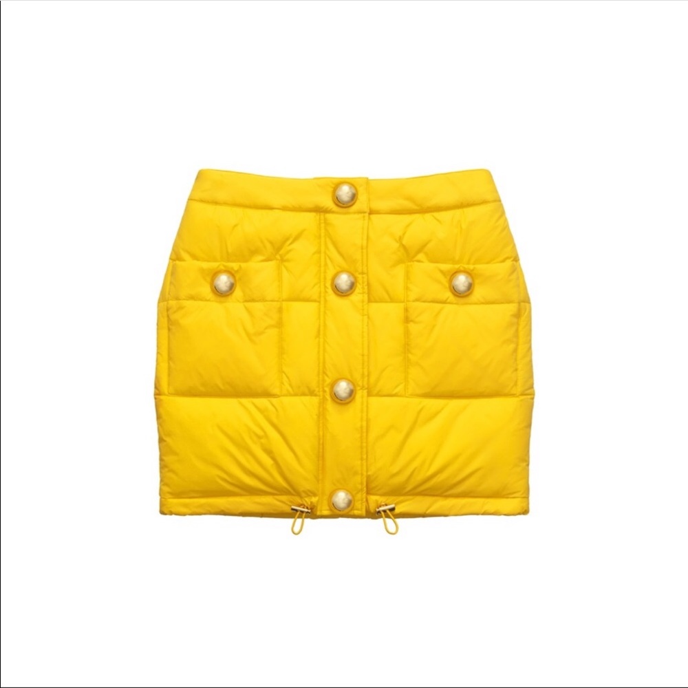 H&M Moschino [TV] yellow puffer mini skirt